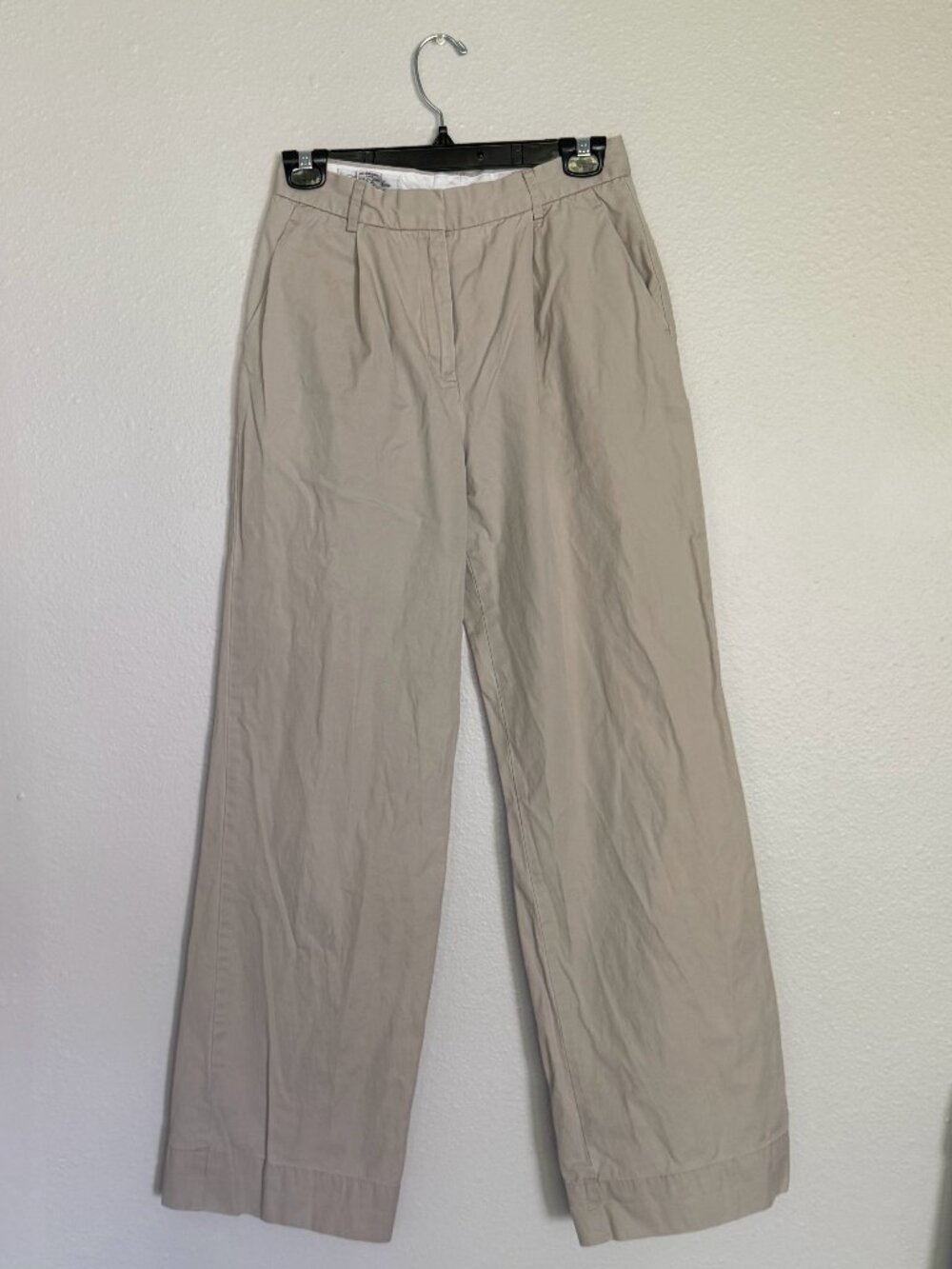 Brooks Brothers Pleated Wide Leg Pants Size 4 Beige Khaki Cotton Chino Trousers